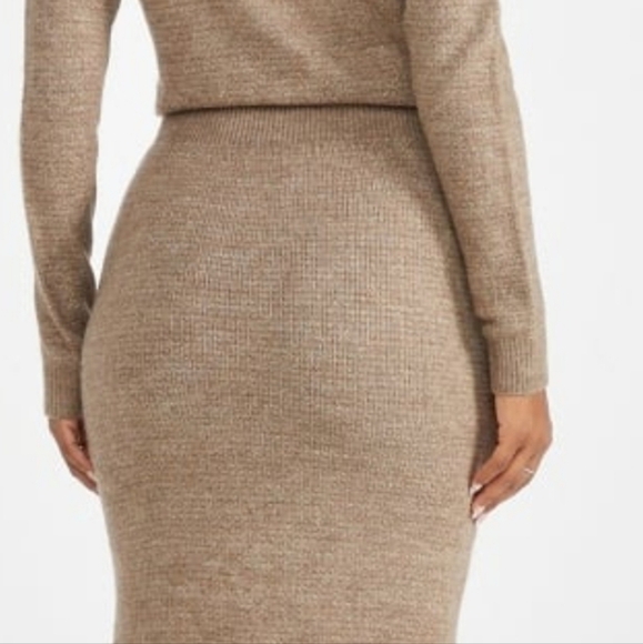 NWT JUSTFAB Women's Taupe/Tan Quarter Zip Sweater Midi Maxi Dress Size S - Picture 10 of 14